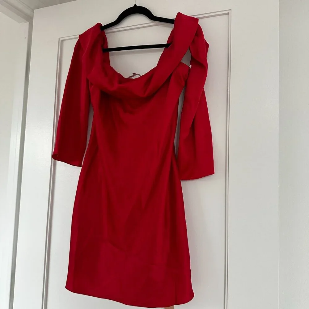 Reformation Red Off-Shoulder Mini Dress - Picture 4 of 9